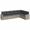 vidaXL 7 pcs conj. sof&aacute;s jardim com almofad&otilde;es vime PE cinzento-claro