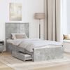 vidaXL Estrutura da Cama com gaveta Cinza Concreto e Prata 75 x 190 cm