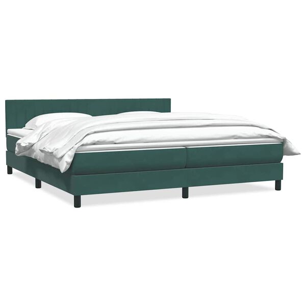 vidaXL Cama com molas/colch&atilde;o 180x220 cm veludo verde-escuro