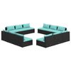 vidaXL 12 pcs conjunto lounge de jardim c/ almofad&otilde;es vime PE preto