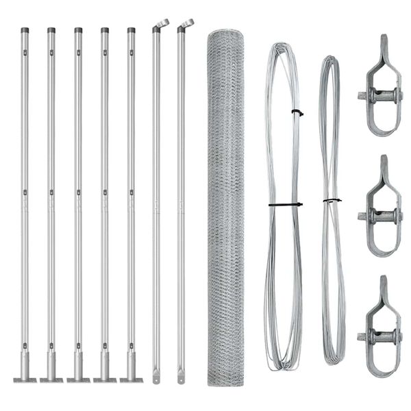 vidaXL Poste de Cerca Prateado 10 x 1,5 m (malha de 13 mm) A&ccedil;o