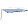 vidaXL Toldo automático LED e sensor de vento 500x300 cm azul e branco