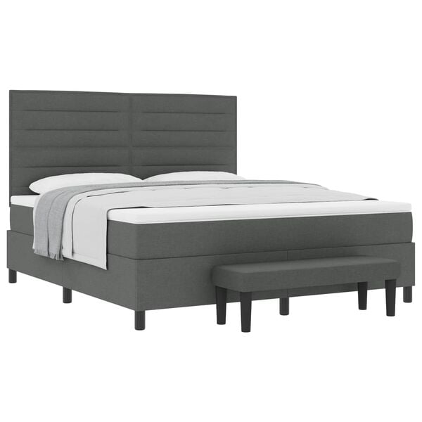 vidaXL Cama Box com colch&atilde;o Cinza Escuro 180 x 200 cm tecido