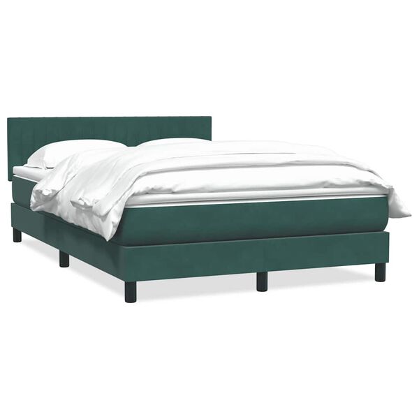 vidaXL Cama box spring com colch&atilde;o 160x210 cm veludo verde escuro
