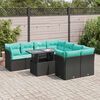vidaXL 9 pcs conjunto sof&aacute;s p/ jardim almofad&otilde;es vime PE/ac&aacute;cia preto