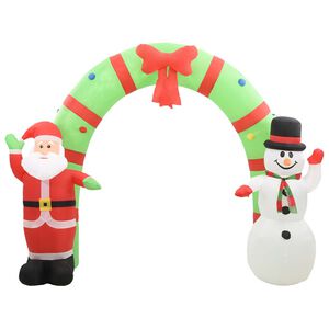 vidaXL Arco insuflável natalício Pai Natal e boneco de neve LED 223 cm