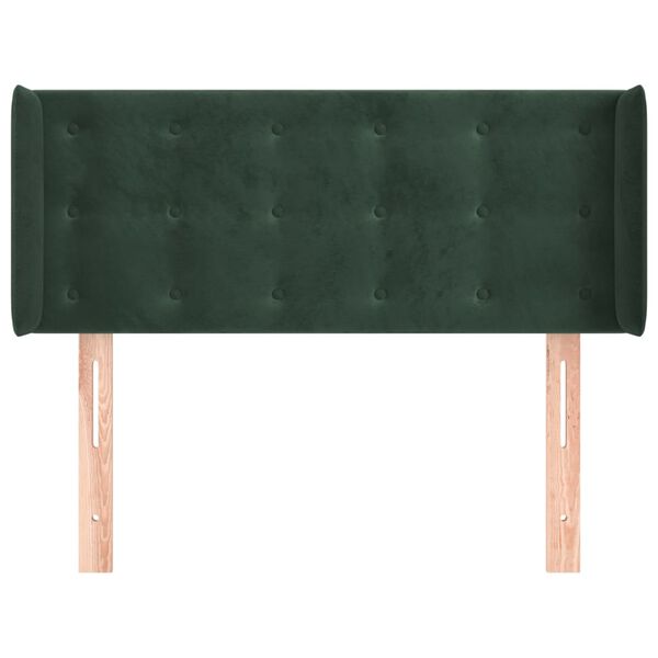 vidaXL Cabeceira de cama c/ abas veludo 93x16x78/88 cm verde-escuro