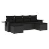 vidaXL 6 pcs conjunto sof&aacute;s de jardim c/ almofad&otilde;es vime PE preto