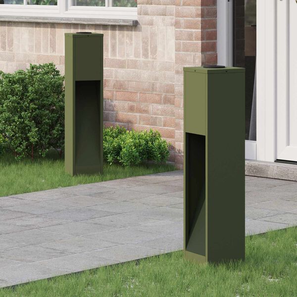 vidaXL Luz Solar LED de Caminho 2 pcs Verde Oliva A&ccedil;o Laminado a Frio