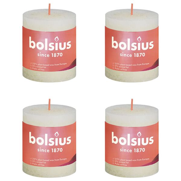 Bolsius Velas r&uacute;sticas cil&iacute;ndricas Shine 4 pcs 80x68 mm p&eacute;rola suave