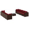 vidaXL 9 pcs conjunto lounge jardim c/ almofad&otilde;es vime PE castanho