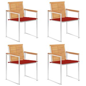 vidaXL Cadeiras de jardim c/ almofad&otilde;es 4 pcs madeira de teca maci&ccedil;a