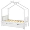 vidaXL Estrutura cama crian&ccedil;a c/ gaveta 80x160 cm pinho maci&ccedil;o branco