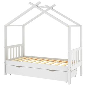 vidaXL Estrutura cama crian&ccedil;a c/ gaveta 80x160 cm pinho maci&ccedil;o branco