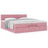 vidaXL Estrutura de cama otomana com colch&atilde;o 200x200 cm veludo rosa