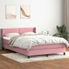 vidaXL Cama com molas/colch&atilde;o 140x220 cm veludo rosa