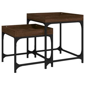 vidaXL Mesas de apoio 2 pcs derivados de madeira carvalho castanho
