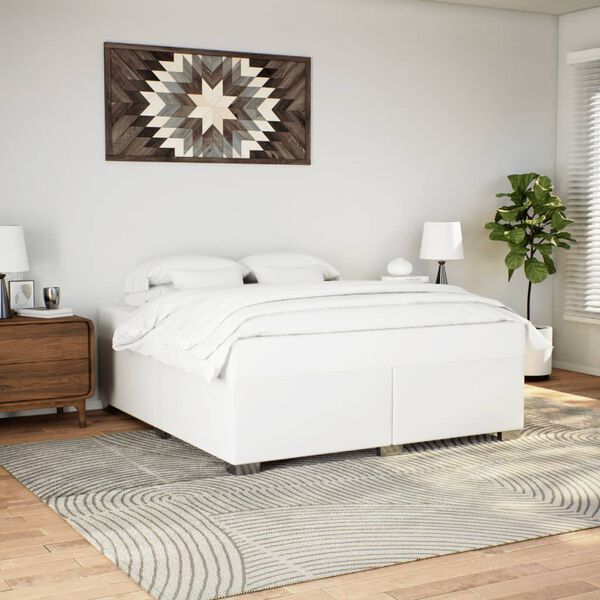 vidaXL Estrutura de cama 180x200cm couro artificial branco