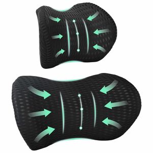 vidaXL Almofada cervical, Almofada lombar Preto Espuma de Mem&oacute;ria