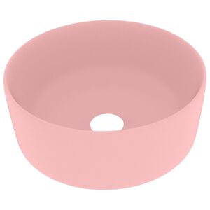 vidaXL Lavat&oacute;rio luxuoso redondo 40x15 cm cer&acirc;mica rosa mate