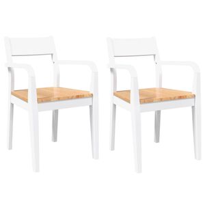 vidaXL Cadeiras de jantar 2 pcs madeira de seringueira maci&ccedil;a branco