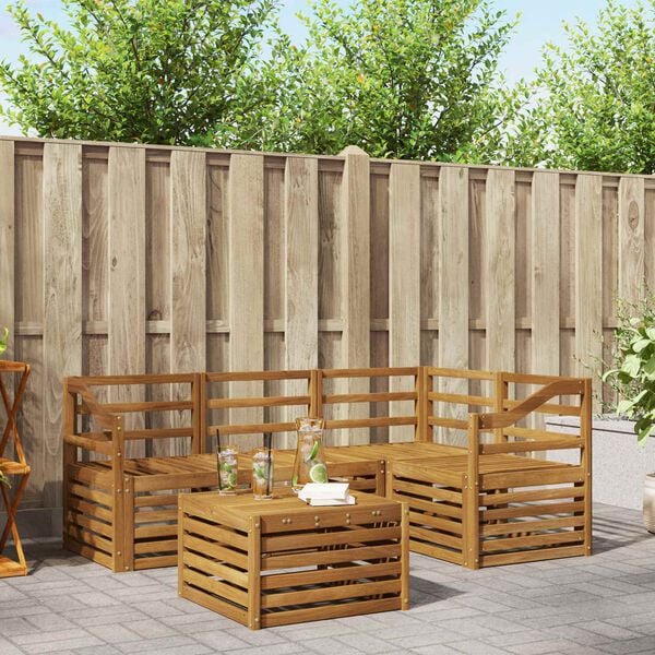 vidaXL Conjunto de Sof&aacute;s para Exterior 5 pcs Natural