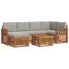 vidaXL Conjunto de Sof&aacute; Sectional 7 pcs Cinza Natural e Claro
