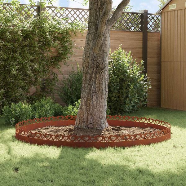 vidaXL Delimitadores de relvado 10 pcs Ferro Enferrujado