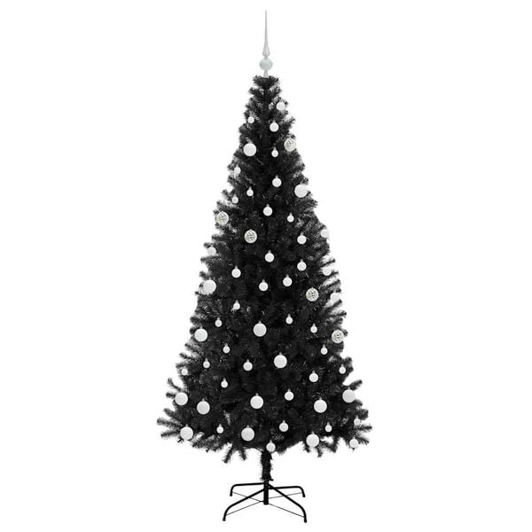 vidaXL &Aacute;rvore de Natal com 300 LEDs com suporte Preto 180 cm PVC
