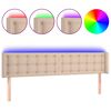 vidaXL Cabeceira cama LED couro artificial 183x16x78/88 cm cappuccino