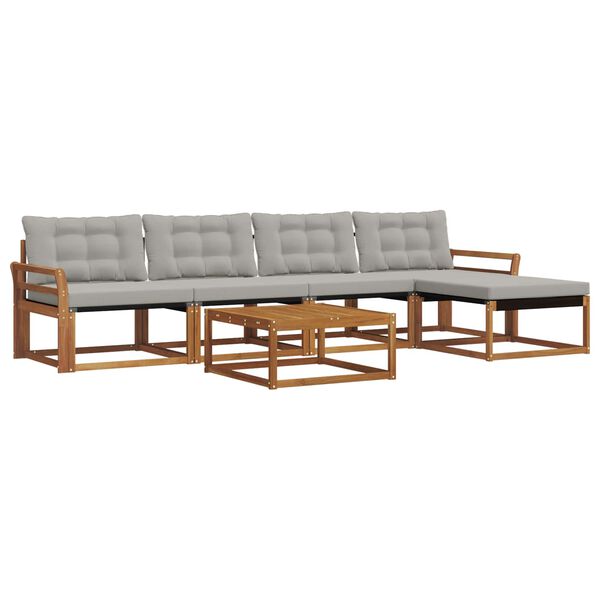 vidaXL Conjunto de Sof&aacute;s para Exterior 6 pcs Cinza Natural e Claro