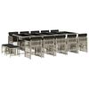 vidaXL 15 pcs conj. jantar jardim c/ almofad&otilde;es vime PE cinzento-claro