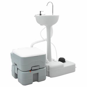 vidaXL Conjunto de Banheiro para Acampamento 2 pcs Cinzeto