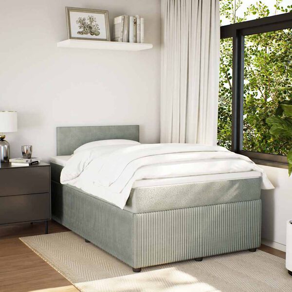 vidaXL Cama boxspring c/ colch&atilde;o 120x200 cm veludo cinzento-claro
