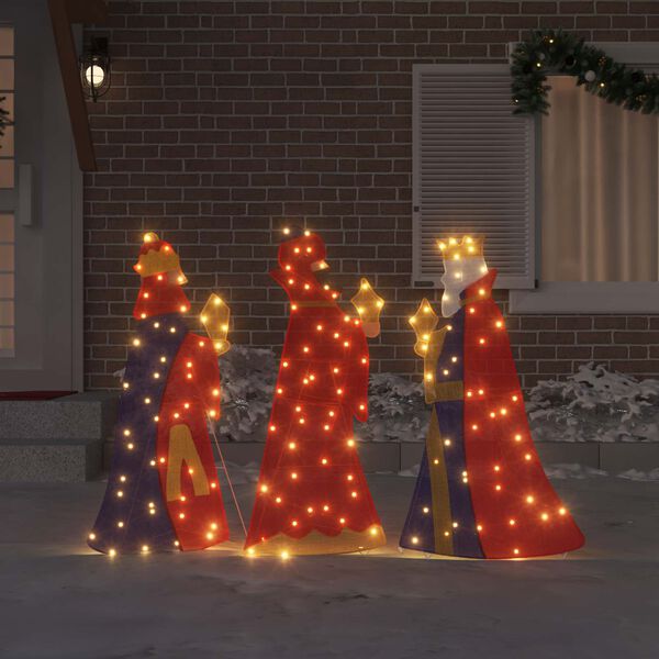 vidaXL Ilumina&ccedil;&atilde;o de Natal dos 3 Reis Magos 3 pcs Branco quente 105 cm