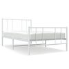vidaXL Estrutura de cama com cabeceira e p&eacute;s 90x190 cm metal branco
