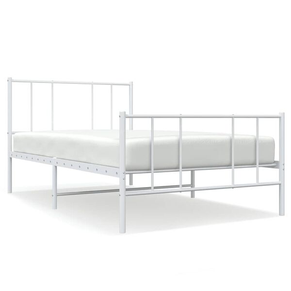 vidaXL Estrutura de cama com cabeceira e p&eacute;s 90x190 cm metal branco