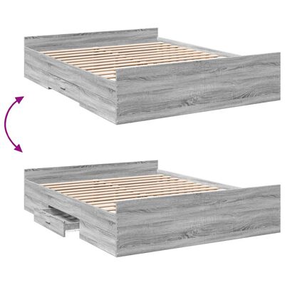vidaXL Estrutura de cama c/ gavetas derivados madeira cinza sonoma