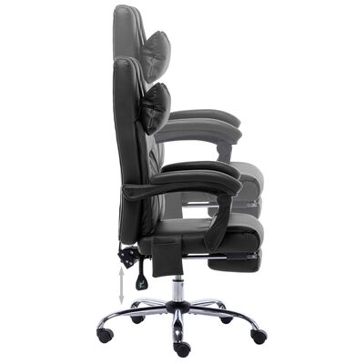 vidaXL Cadeira de escritório c/ função massagem couro artificial preto
