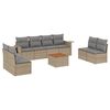 vidaXL 9 pcs conj. sof&aacute;s jardim c/ almofad&otilde;es vime PE bege misturado