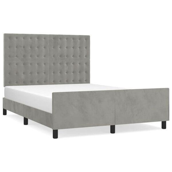 vidaXL Estrutura de cama sem colch&atilde;o 140x190 cm veludo cinzento-claro
