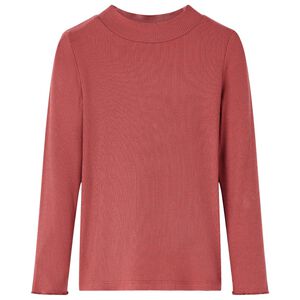 vidaXL T-shirt manga comprida para crian&ccedil;a de meia gola vermelho-queimado 104
