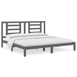 vidaXL Estrutura de cama 200x200 cm pinho maci&ccedil;o cinzento