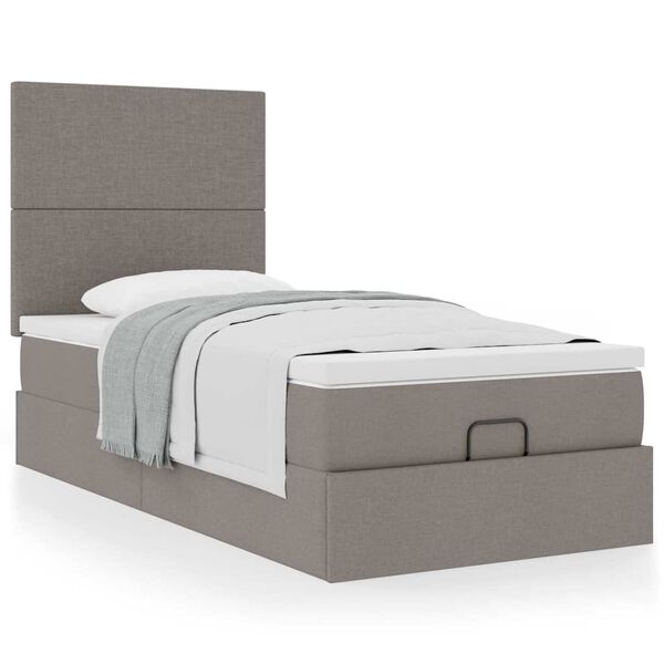 vidaXL Cama otomana com colch&atilde;o 100x200 cm tecido cinza