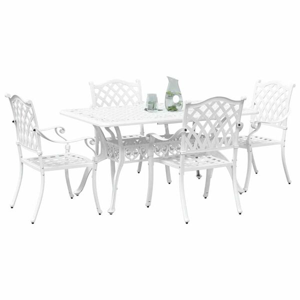 vidaXL Conjunto de Jantar para Jardim 5 pcs Branco Alum&iacute;nio