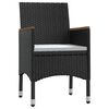 vidaXL 5 pcs conjunto de jantar p/ jardim c/ almofadões preto