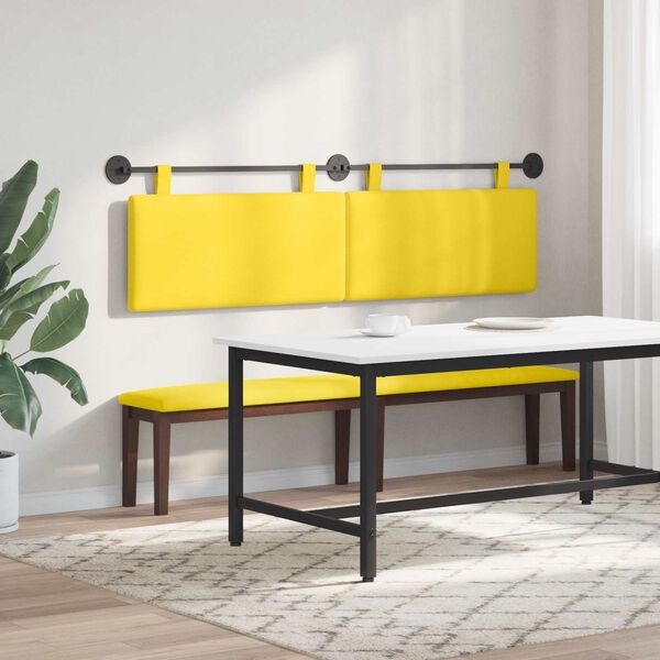 vidaXL Cabeceira Suspensa Liso Amarelo Claro 190 x 55 x 5 cm