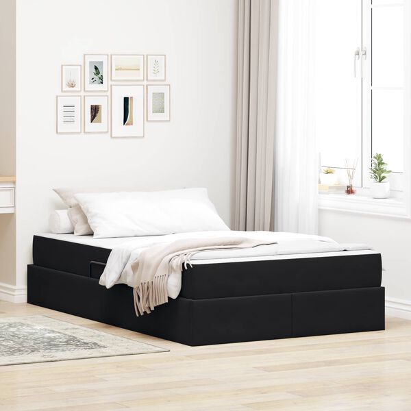 vidaXL Cama com arruma&ccedil;&atilde;o e colch&atilde;o Preto 120 x 190 cm Veludo