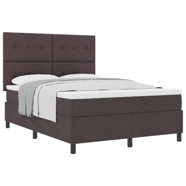 vidaXL Cama Box com colch&atilde;o Marrom Escuro 140 x 190 cm tecido