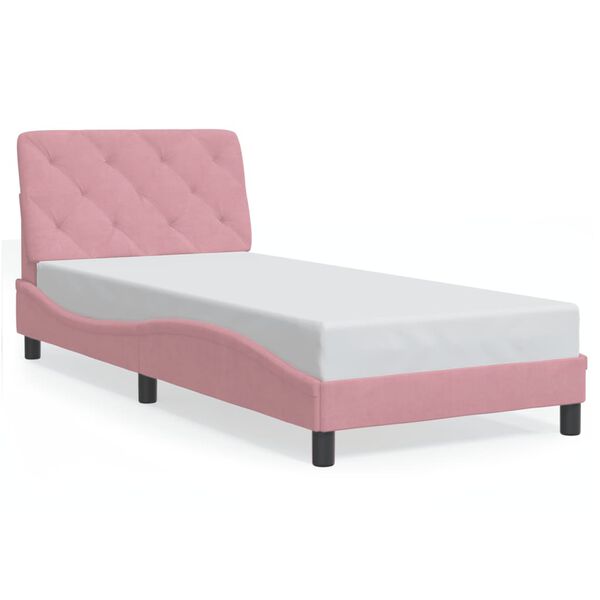 vidaXL Estrutura de cama sem colchão 90x190 cm veludo rosa